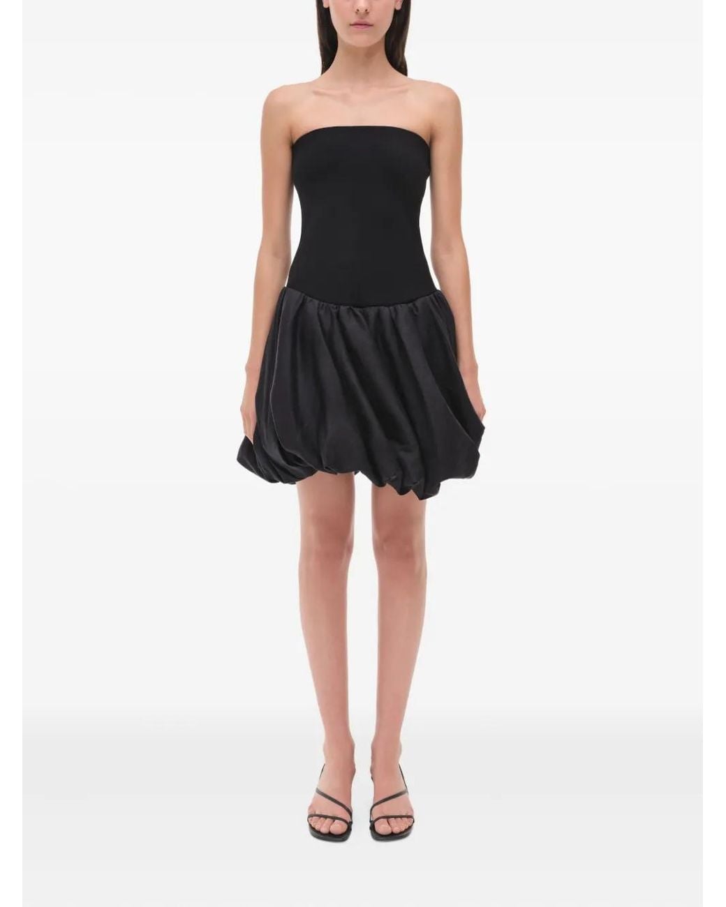 Jonathan Simkhai Pollie Strapless Mini Bubble Dress in Black | Lyst