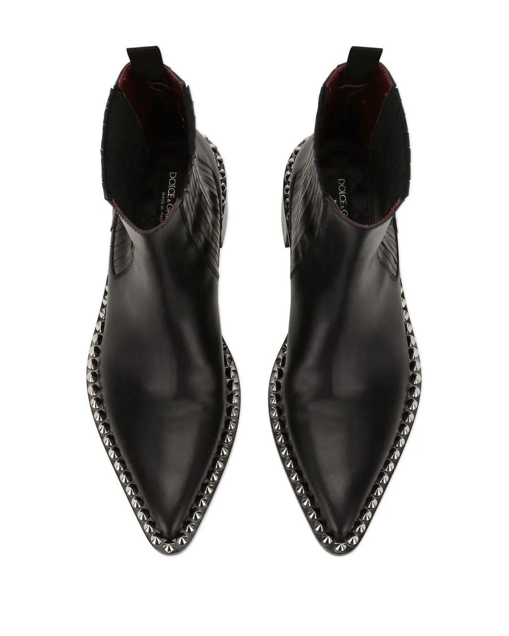 Dolce & Gabbana Black Studded Leather Biker Boots for men