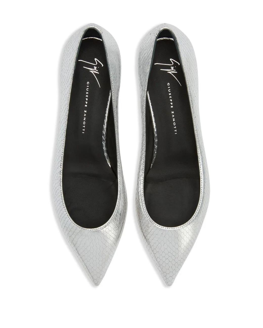 Giuseppe Zanotti White Dhalia Snakeskin-Effect Ballerina Shoes