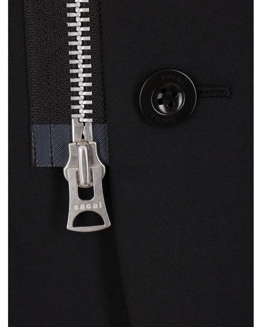 Sacai Blue High-Neck Zip-Up Blazer for men