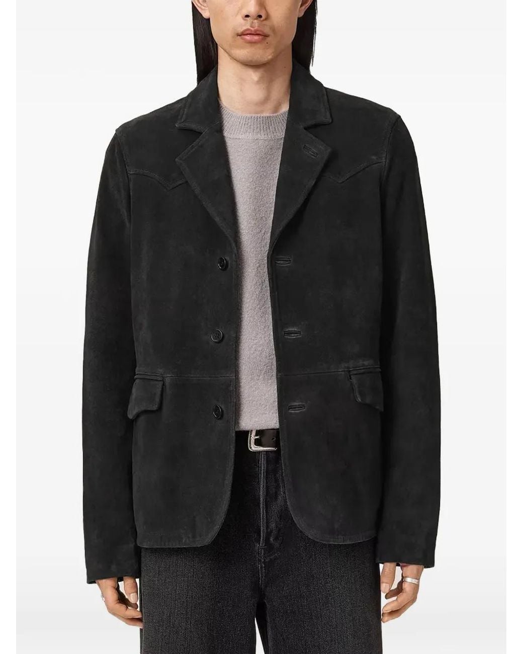 AllSaints Black Blazer Hornett À Boutons Et Empiècements for men