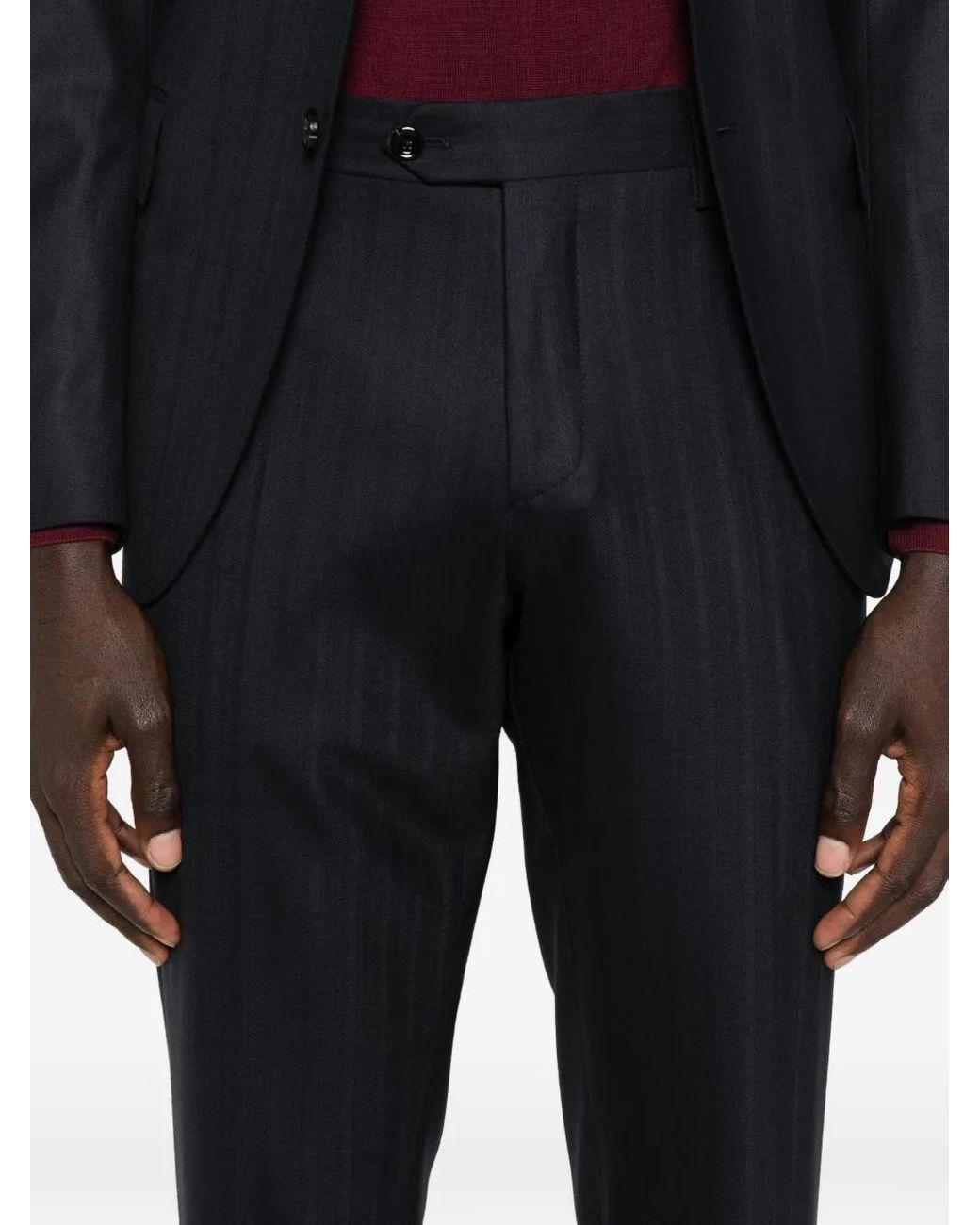 Lardini Black Pinstripe Cotton Suit for men