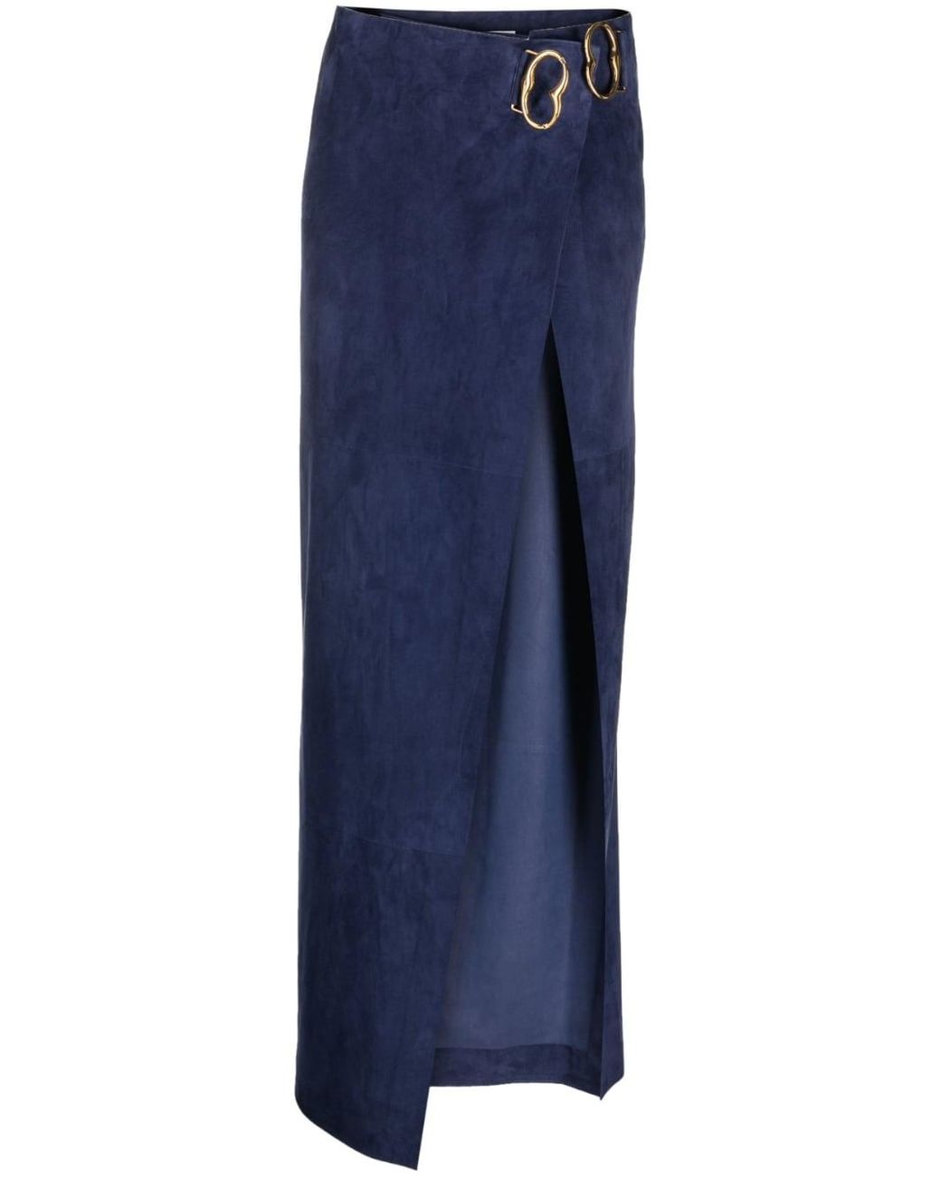 Bally Suede Maxi Wrap Skirt in Blue | Lyst