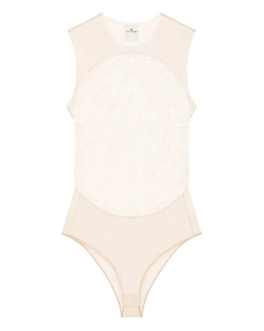 Courreges White Illusion Circle Lace Bodysuit