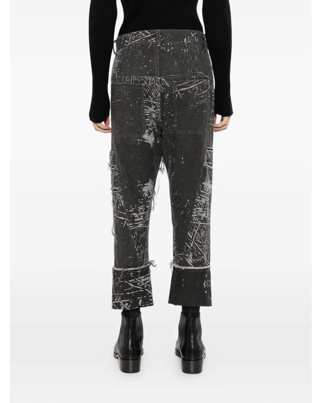 Nude:mm Gray All-Over Graphic-Print Trousers for men