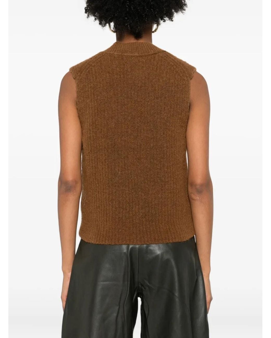 Marc O' Polo Brown V-Neck Wool-Blend Vest