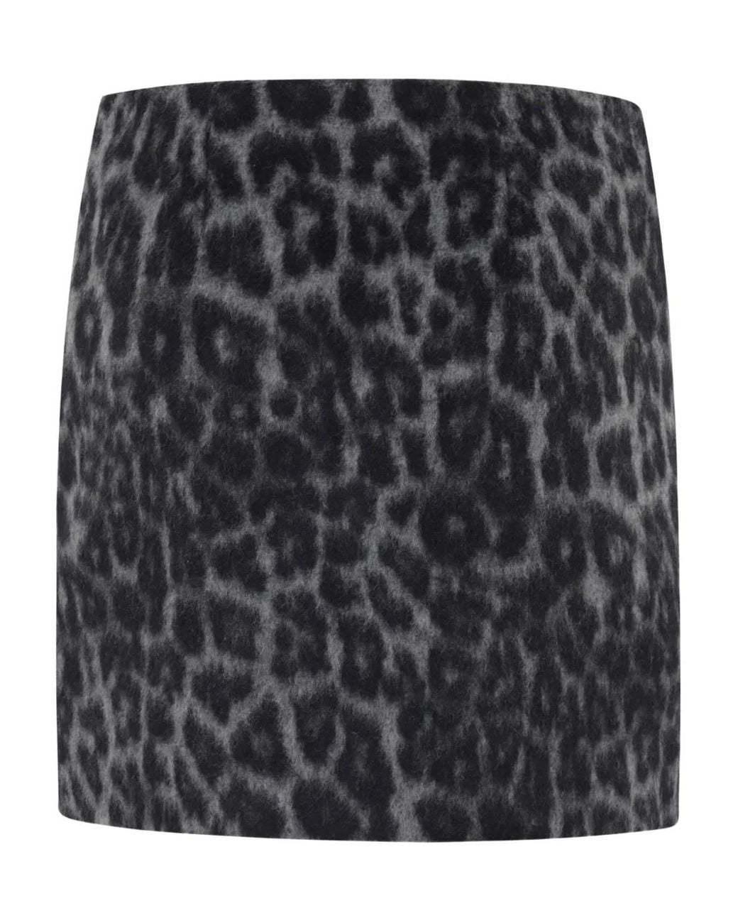 FEDERICA TOSI Black Leopard-Print Pocket Mini Skirt