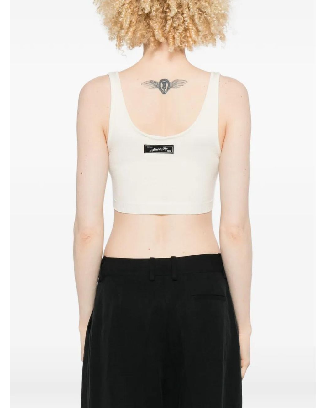 Erika Cavallini Semi Couture White Ribbed Crop Top