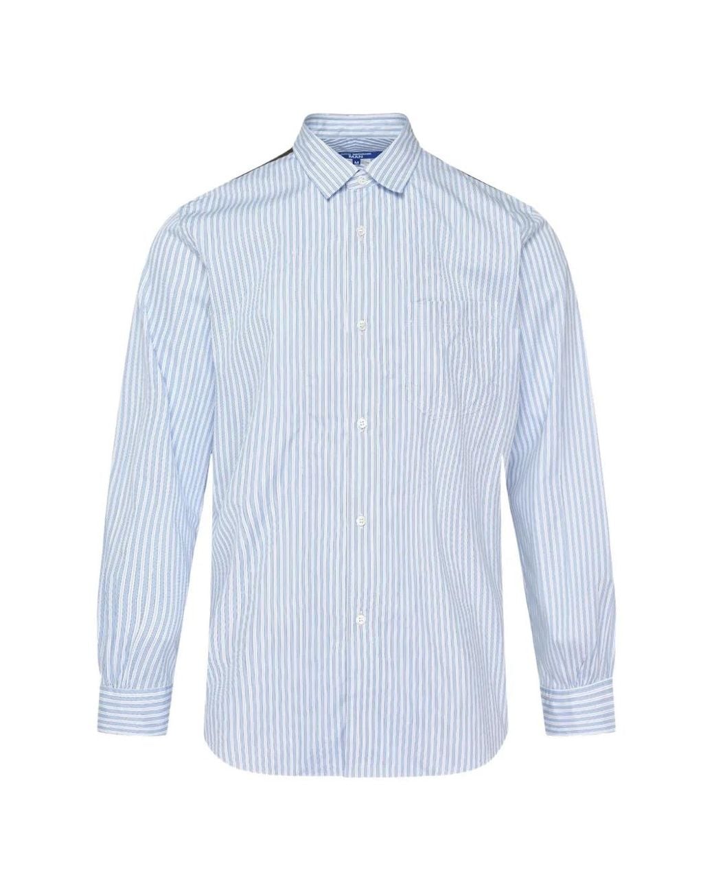 Junya Watanabe Blue Patchwork Striped Shirt for men