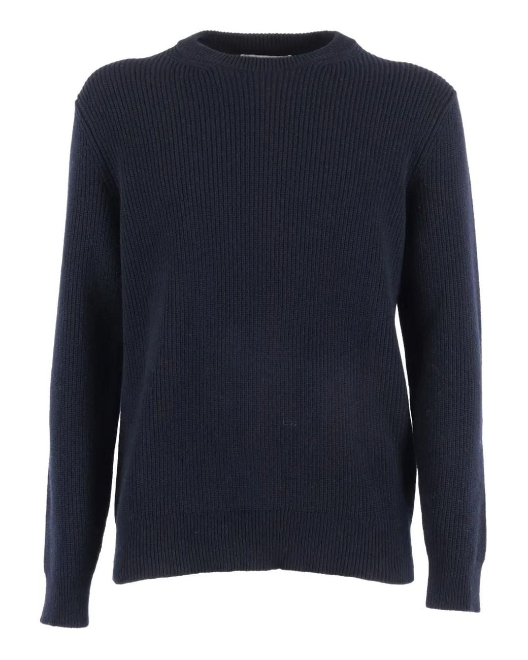 Ballantyne Blue Round-Neck Ribbed Sweater for men