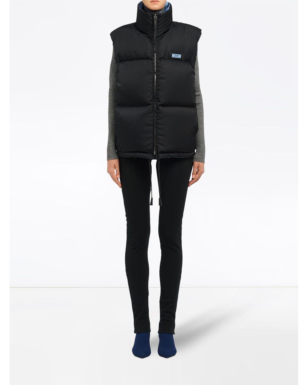Prada Women s Black Nylon Gabardine Puffer Vest