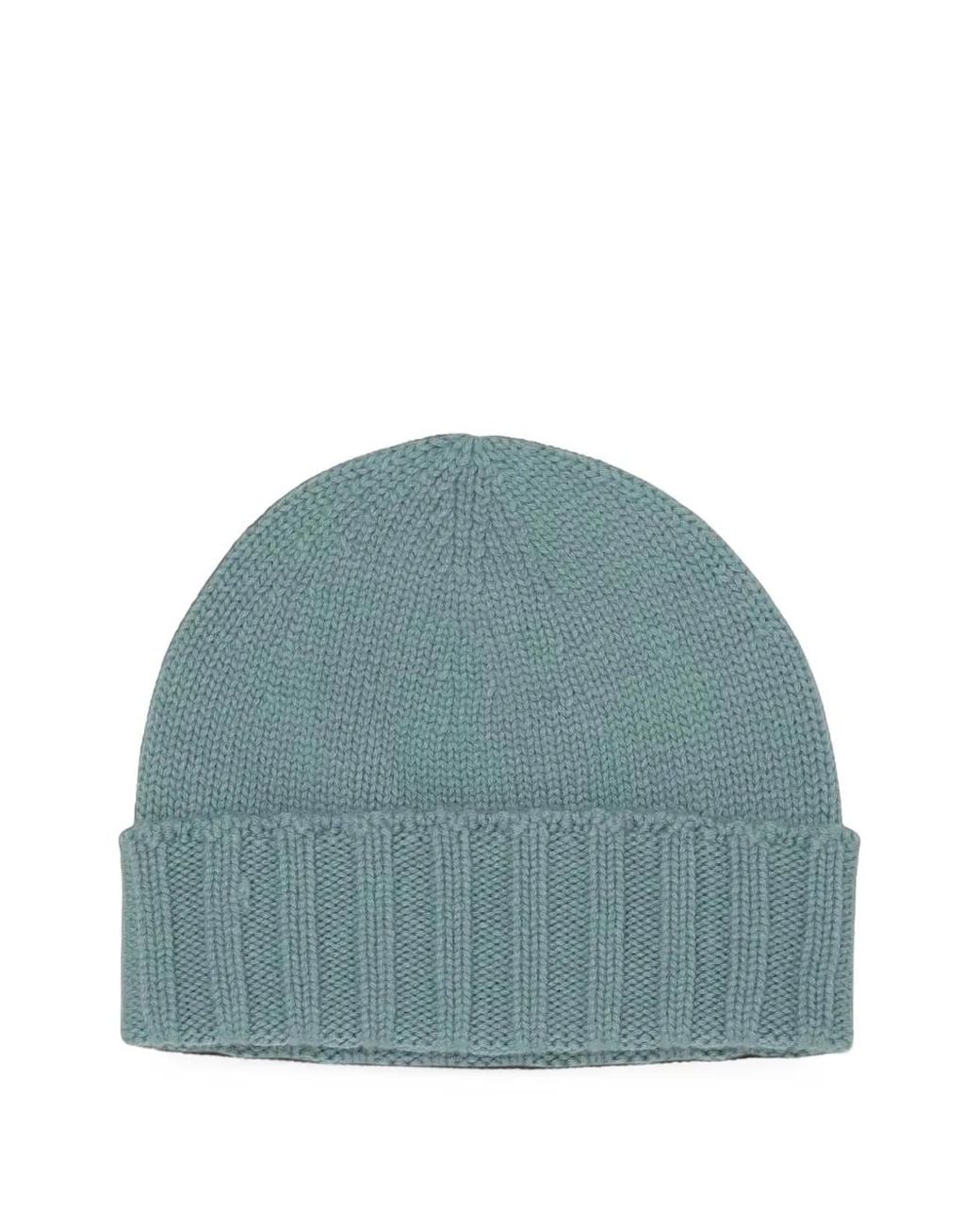 Drumohr Green Ribbed-Knit Cashmere Beanie Hat for men
