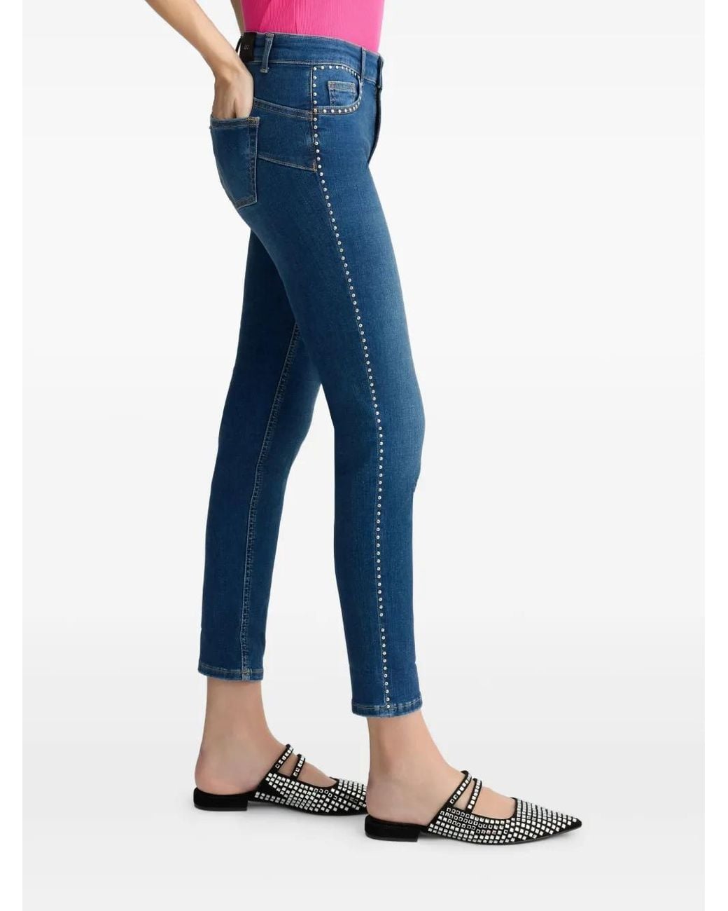 Liu Jo Blue Stud-Embellished Jeans