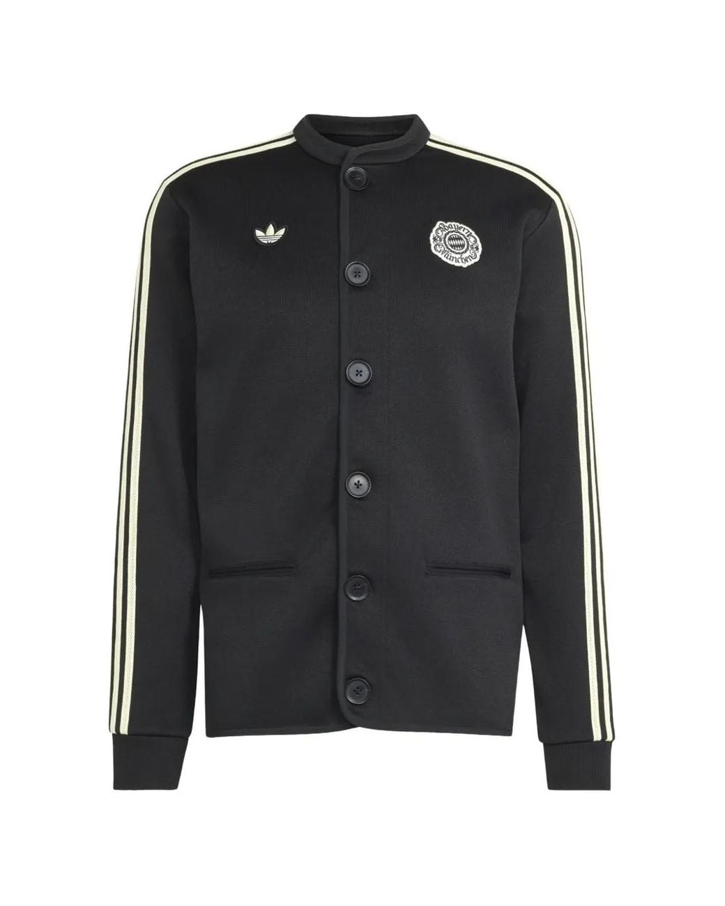 Adidas Black Logo-Patch Button-Up Sweater for men