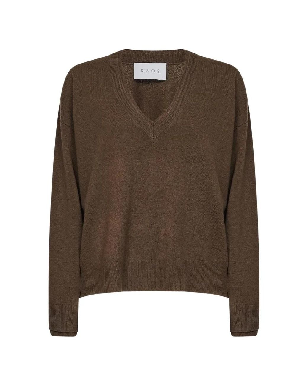 Kaos Brown V-Neck Wool Sweater