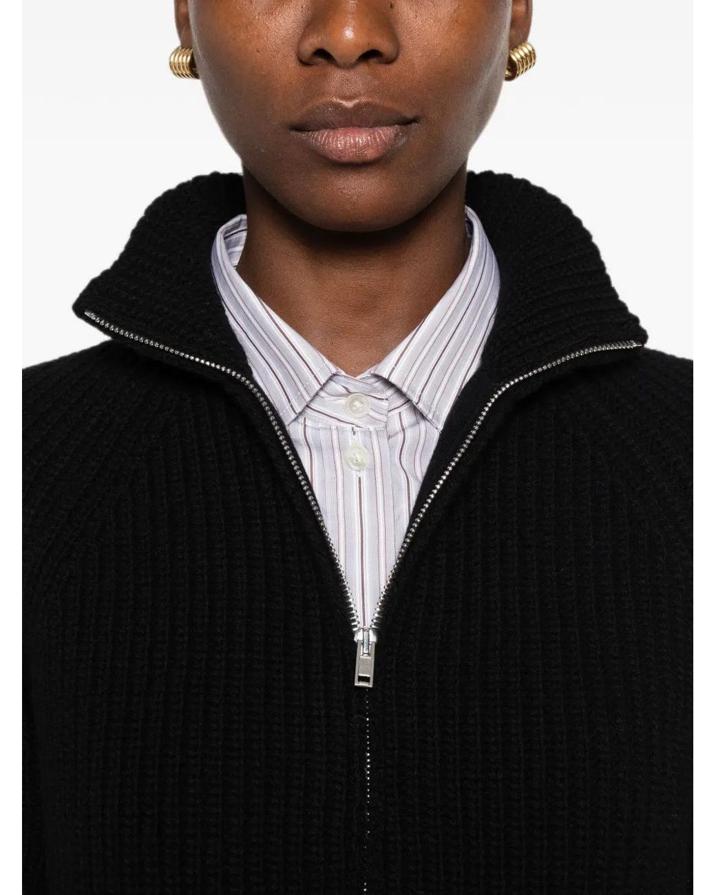Base London Black Zip-Fastening Cardigan