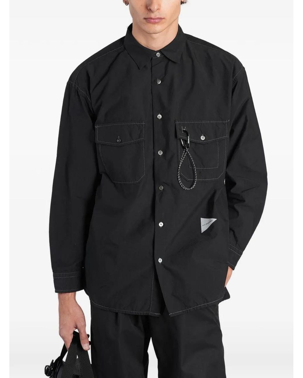 And Wander Black Chemise Cordura À Poches À Rabat Et Logo Imprimé