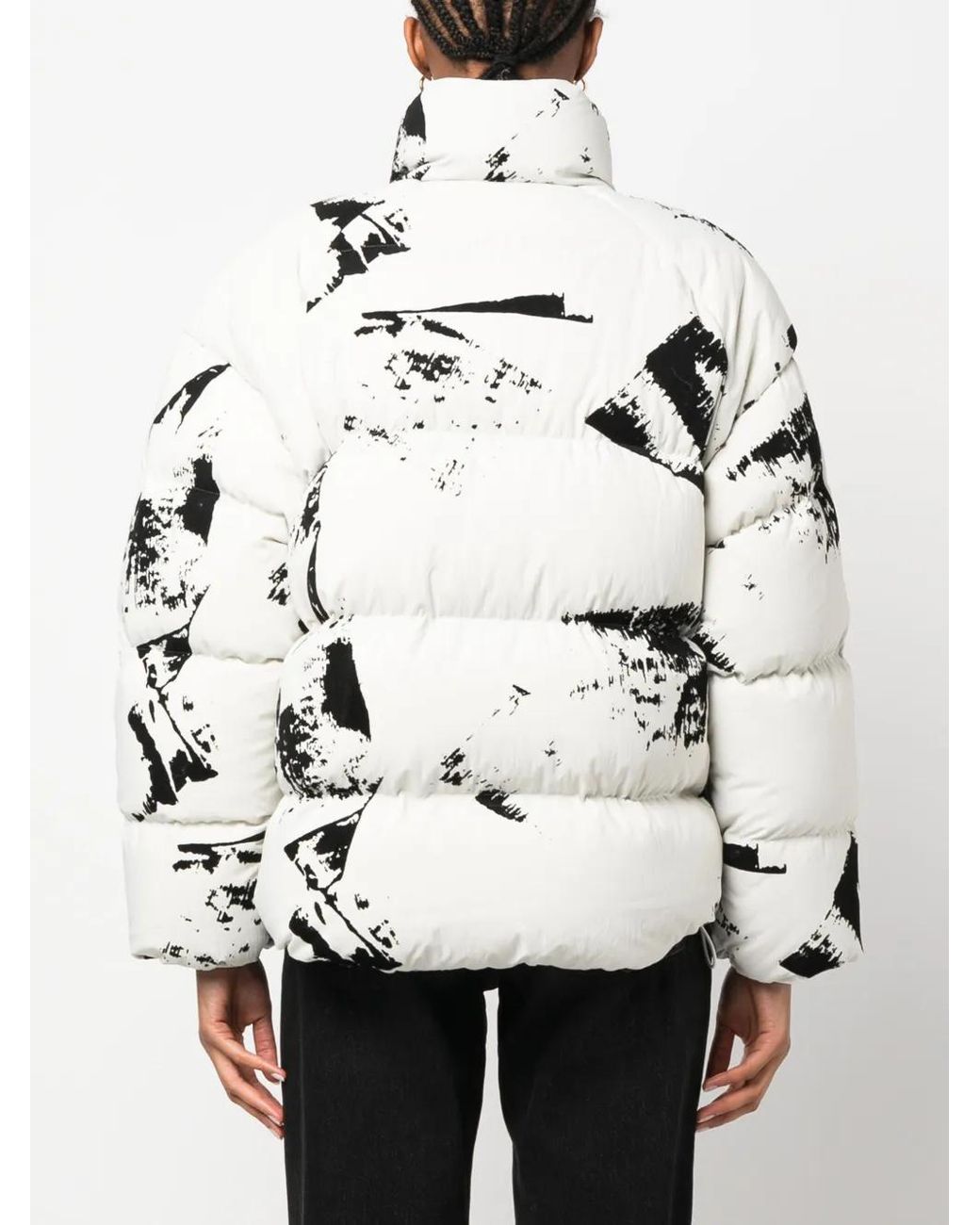 Y-3 White Paint Splatter-Print Puffer Jacket