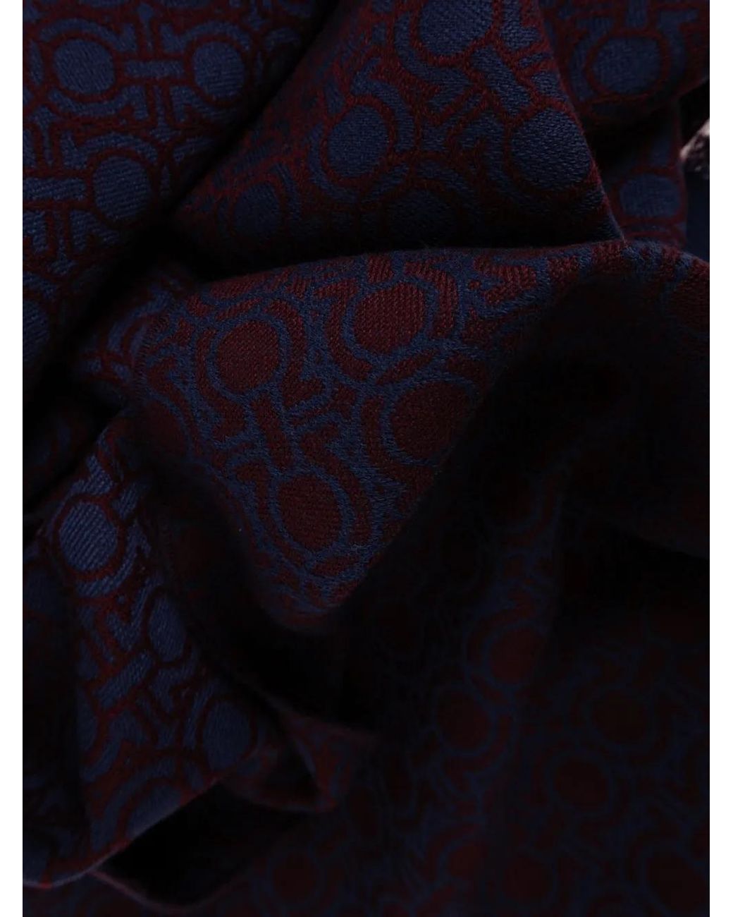 Ferragamo Blue Écharpe À Motif Gancini for men