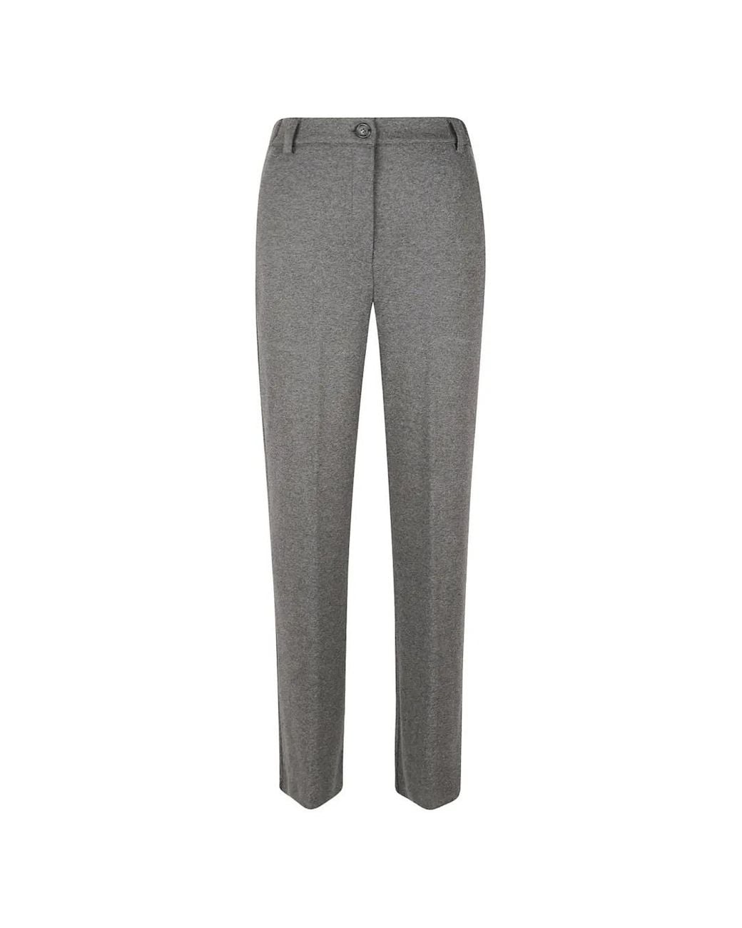 Weekend by Maxmara Gray Mélange-Effect Straight-Leg Trousers