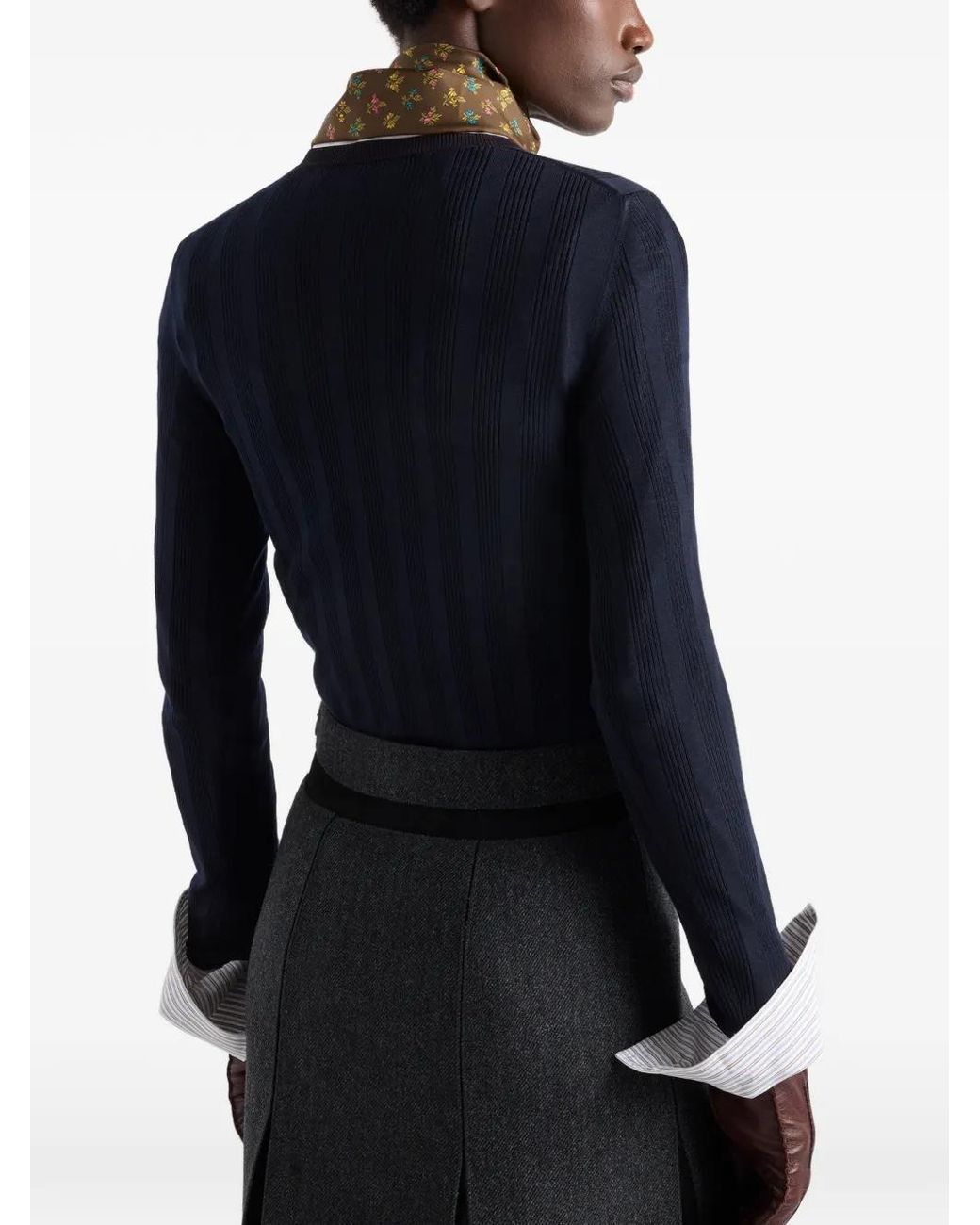 Prada Blue Wool Crew-Neck Sweater