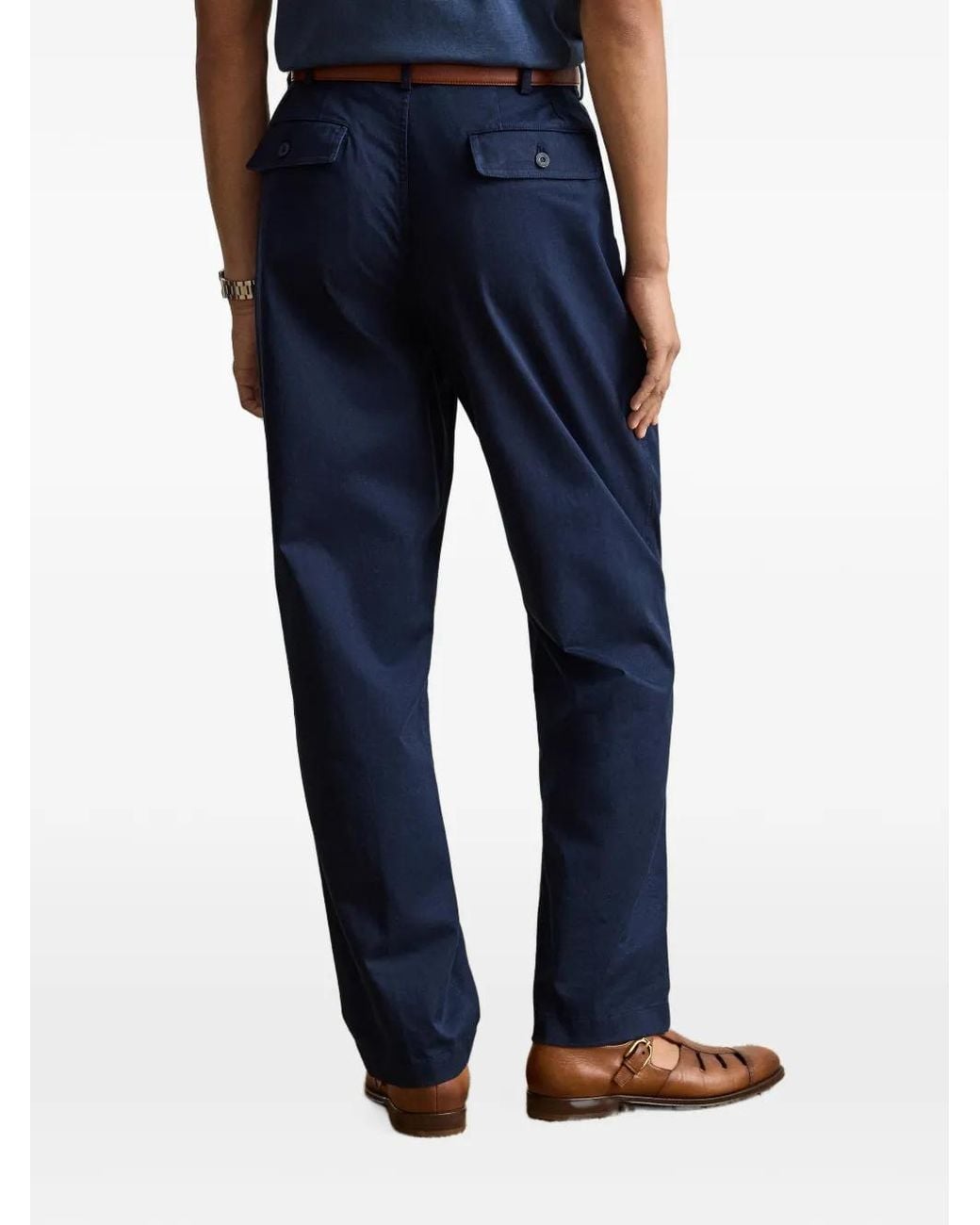 Ralph Lauren Blue Pleated Chino Pants for men