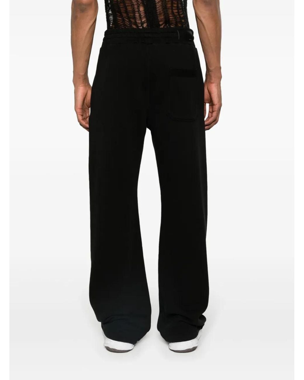 Amiri Black Flocked-Logo Cotton Track Pants for men