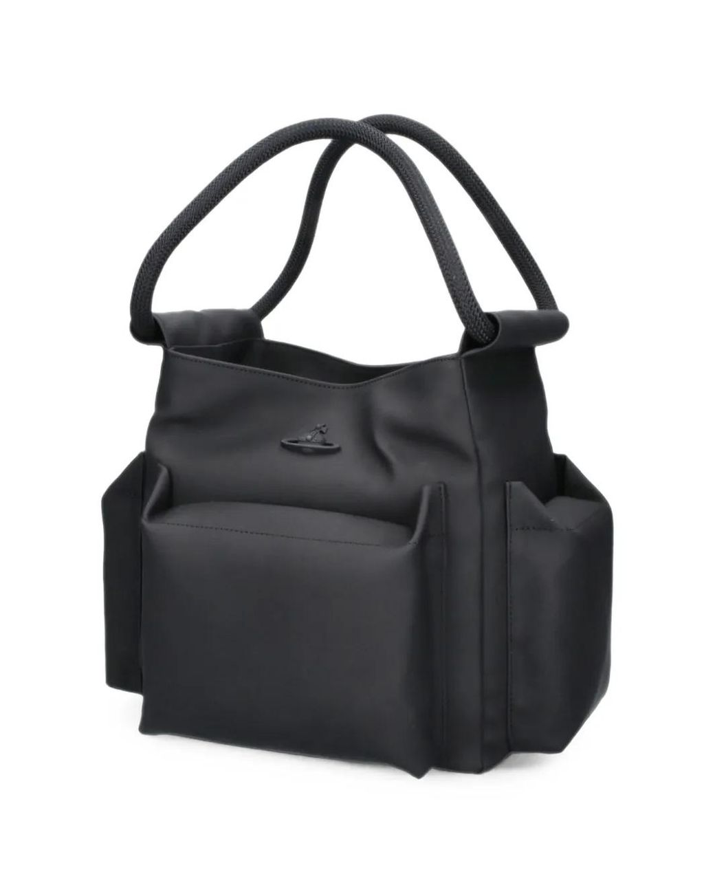 Vivienne Westwood Black Alton Orb Plaque Rope-Handle Tote Bag