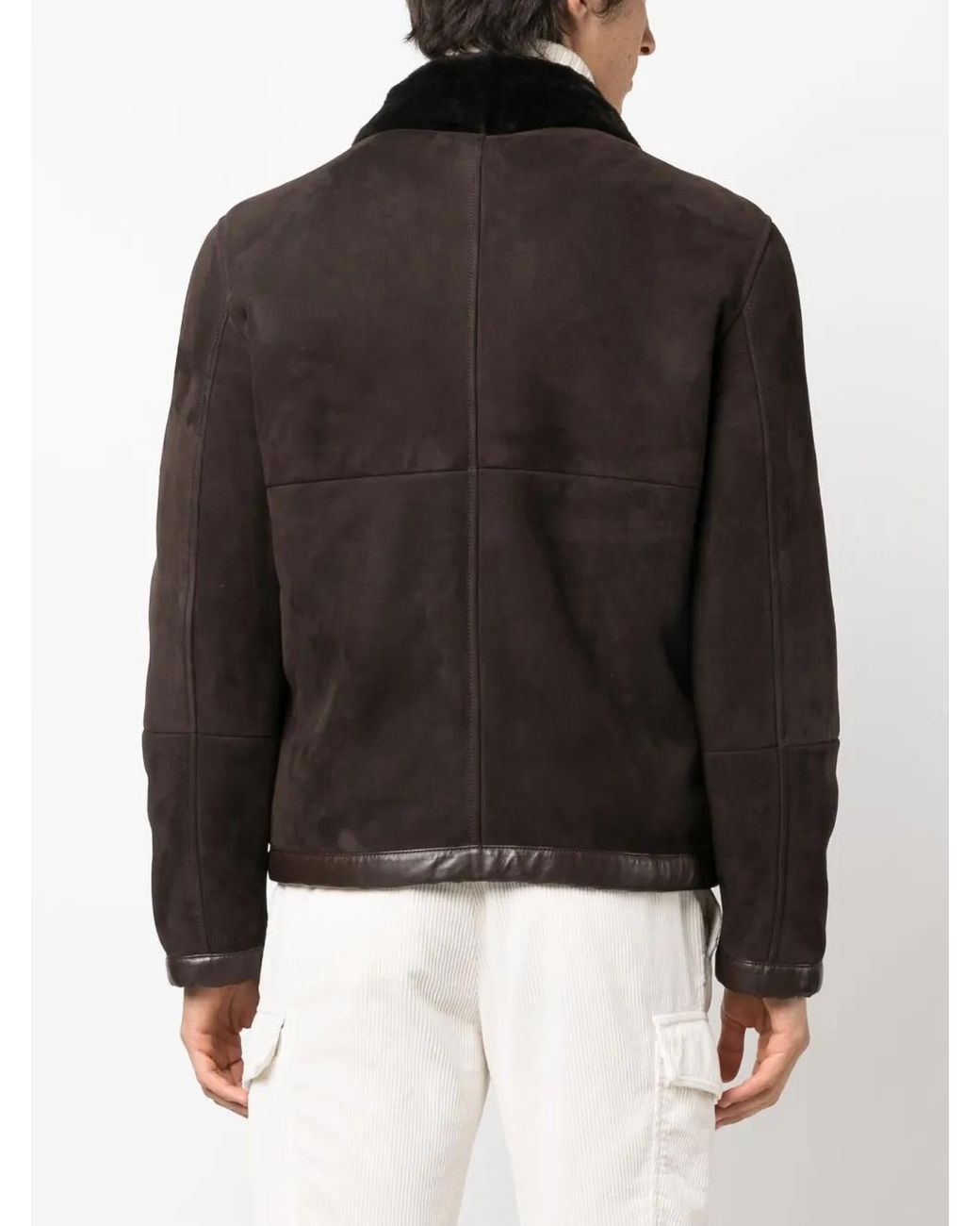 Brunello Cucinelli Black Pilot Jacket In Suede Shearling for men