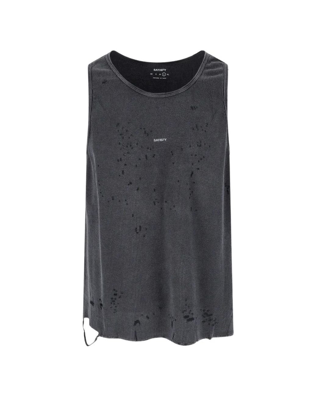 Satisfy Gray Mothtech Distressed Waffle-Knit Tank Top for men