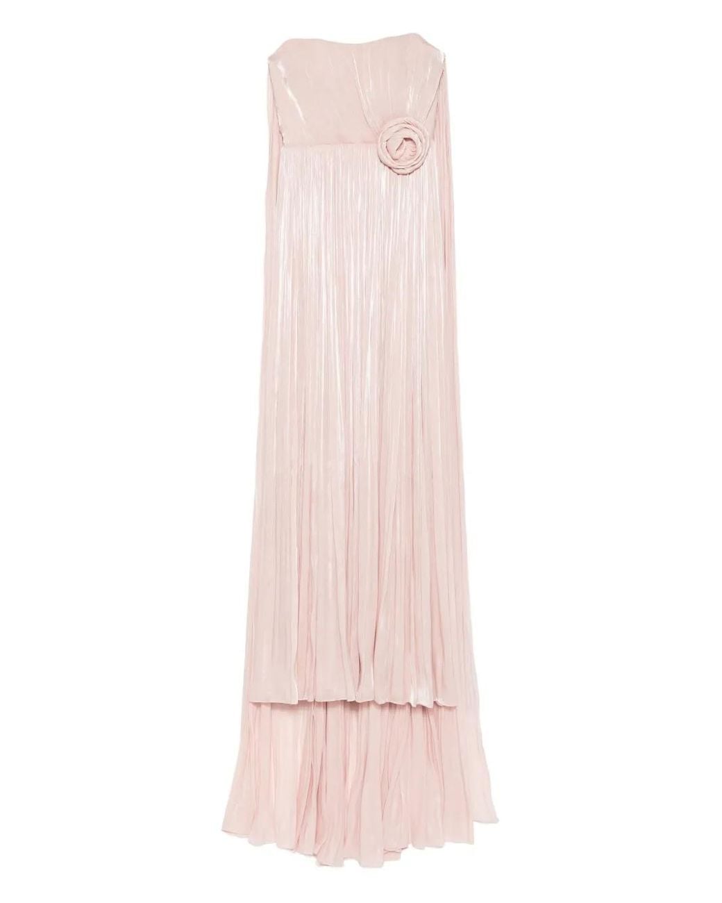 Nissa Pink Pleated Floral-Embellished Dress