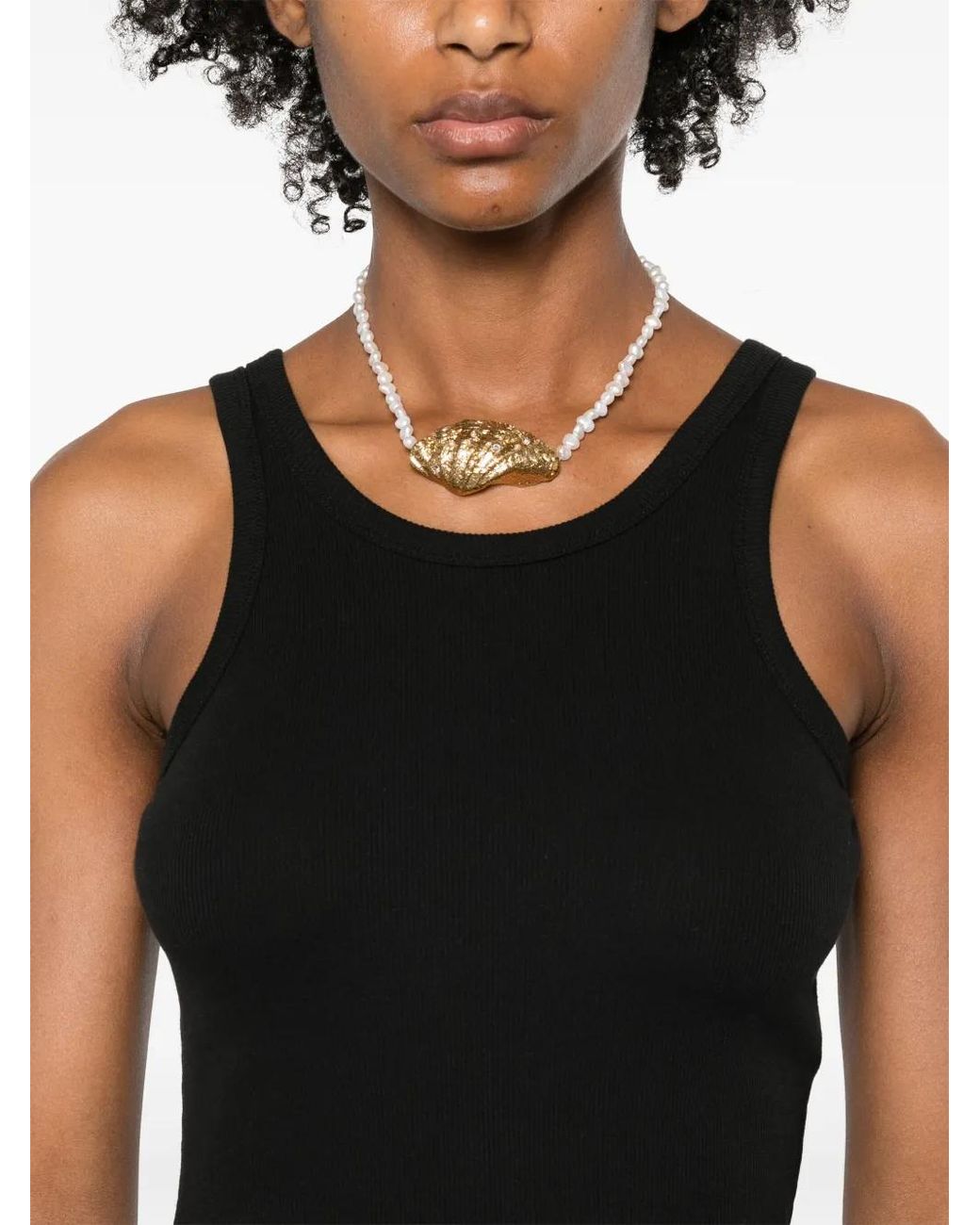 Nanushka Black Ribbed Cotton-Blend Tank Top