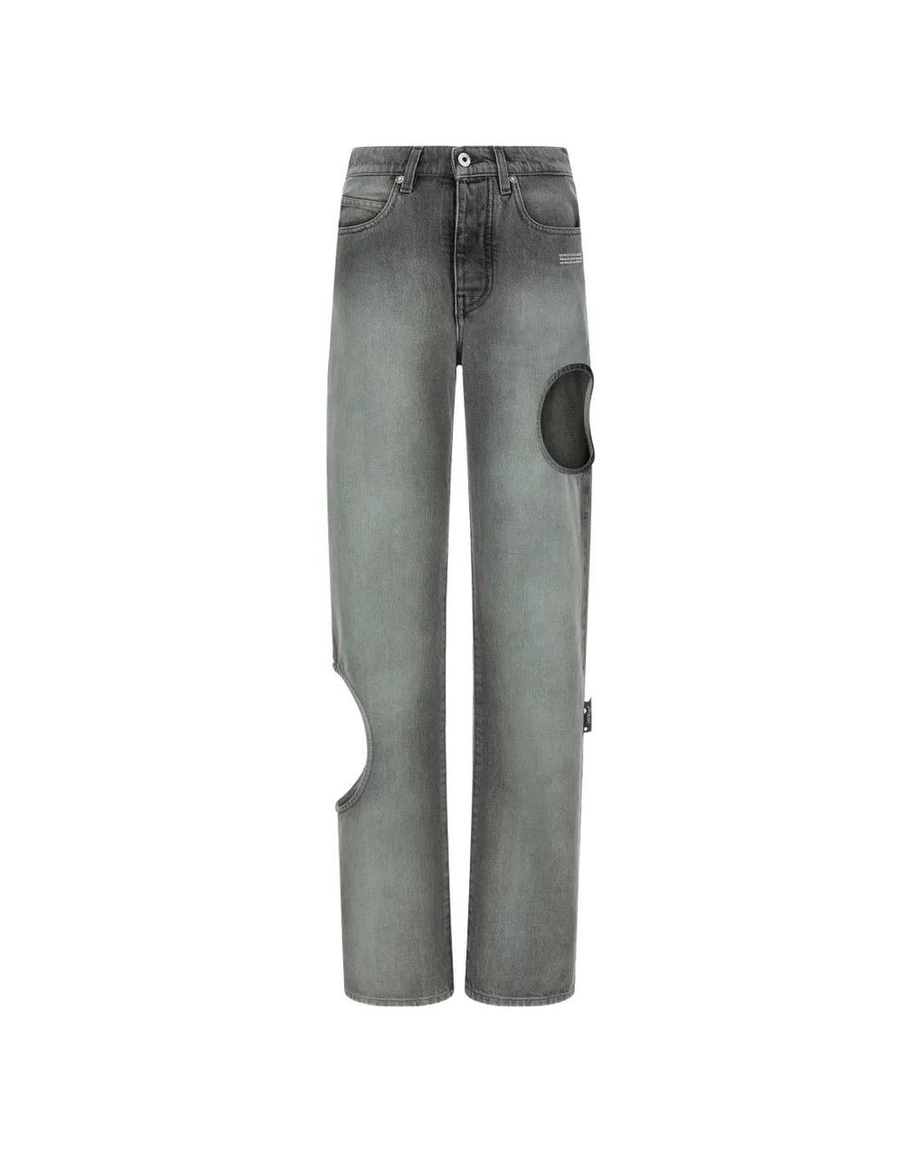 Off-White c/o Virgil Abloh Gray Cut-Out Straight Jeans