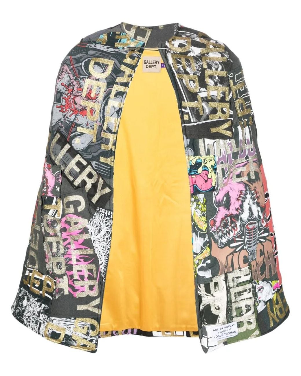 GALLERY DEPT. Black Logo-Patchwork Cotton Cape for men