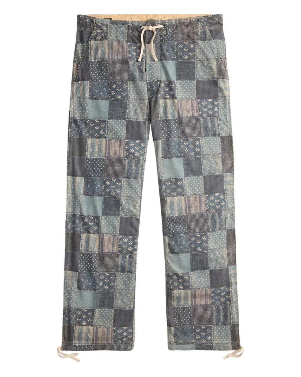 RRL Gray Patchwork Drawstring-Fastening Trousers for men