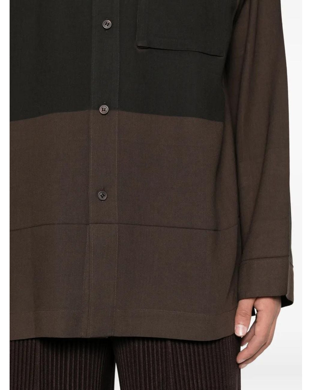 Homme Plissé Issey Miyake Black Colour-Block Panelled Shirt for men