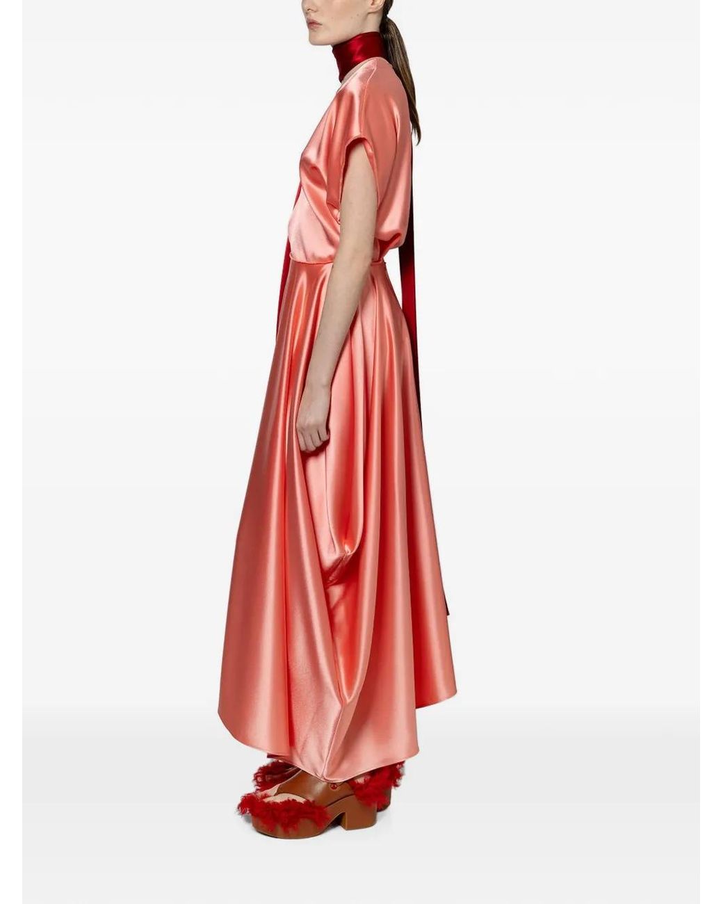Roksanda Red Nava Satin V-Neck Top