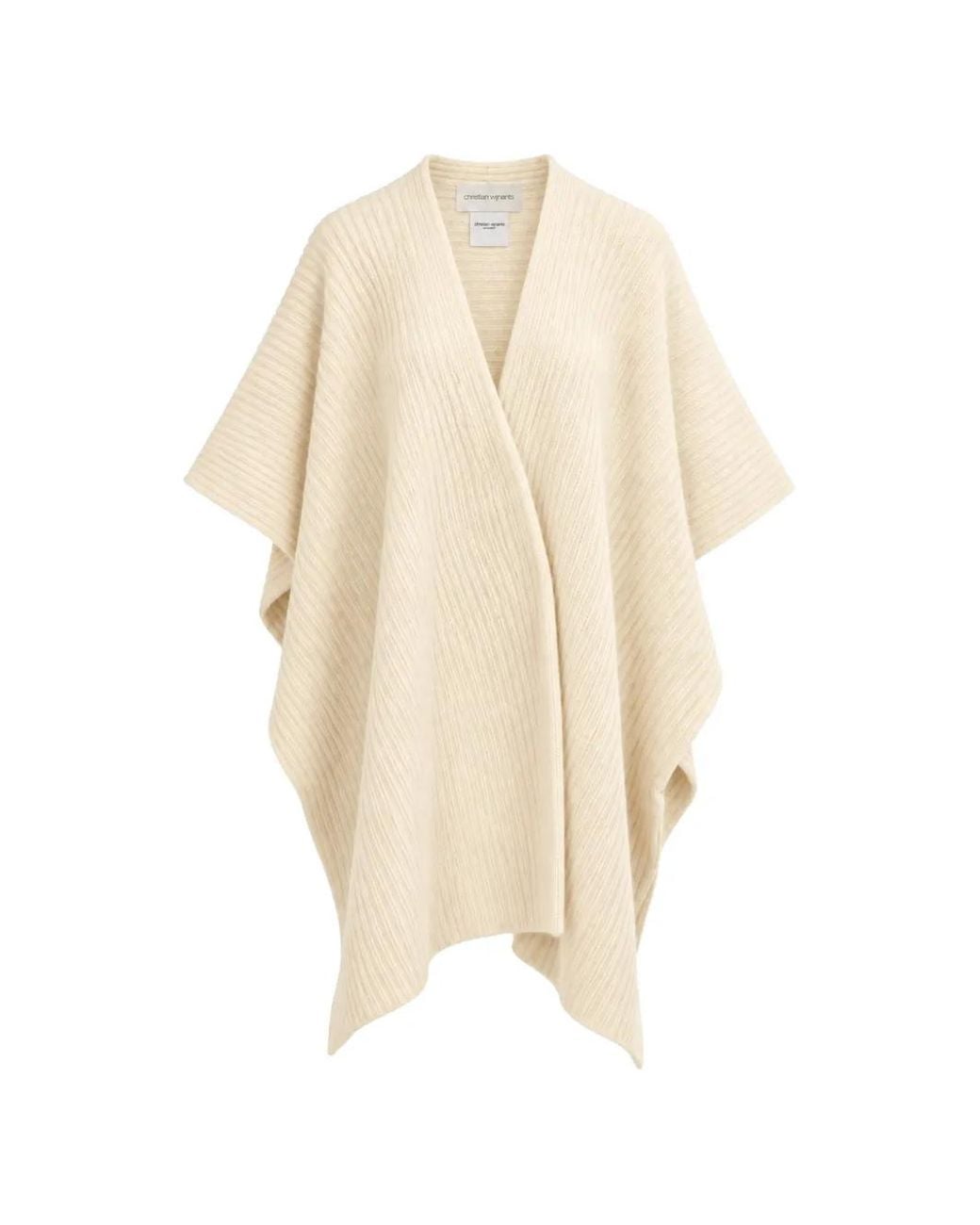 Christian Wijnants White Ribbed-Knit Draped Poncho