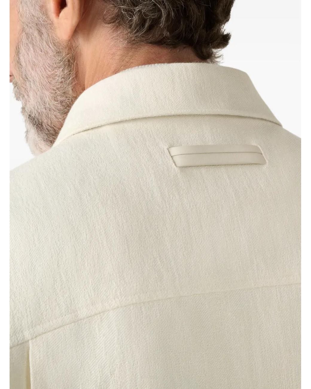 Zegna White Button-Up Wool Overshirt for men