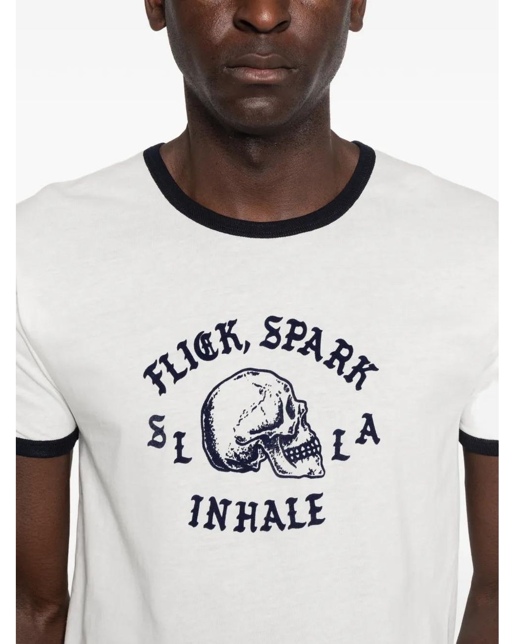 Second/Layer White Graphic-Print Cotton T-Shirt for men