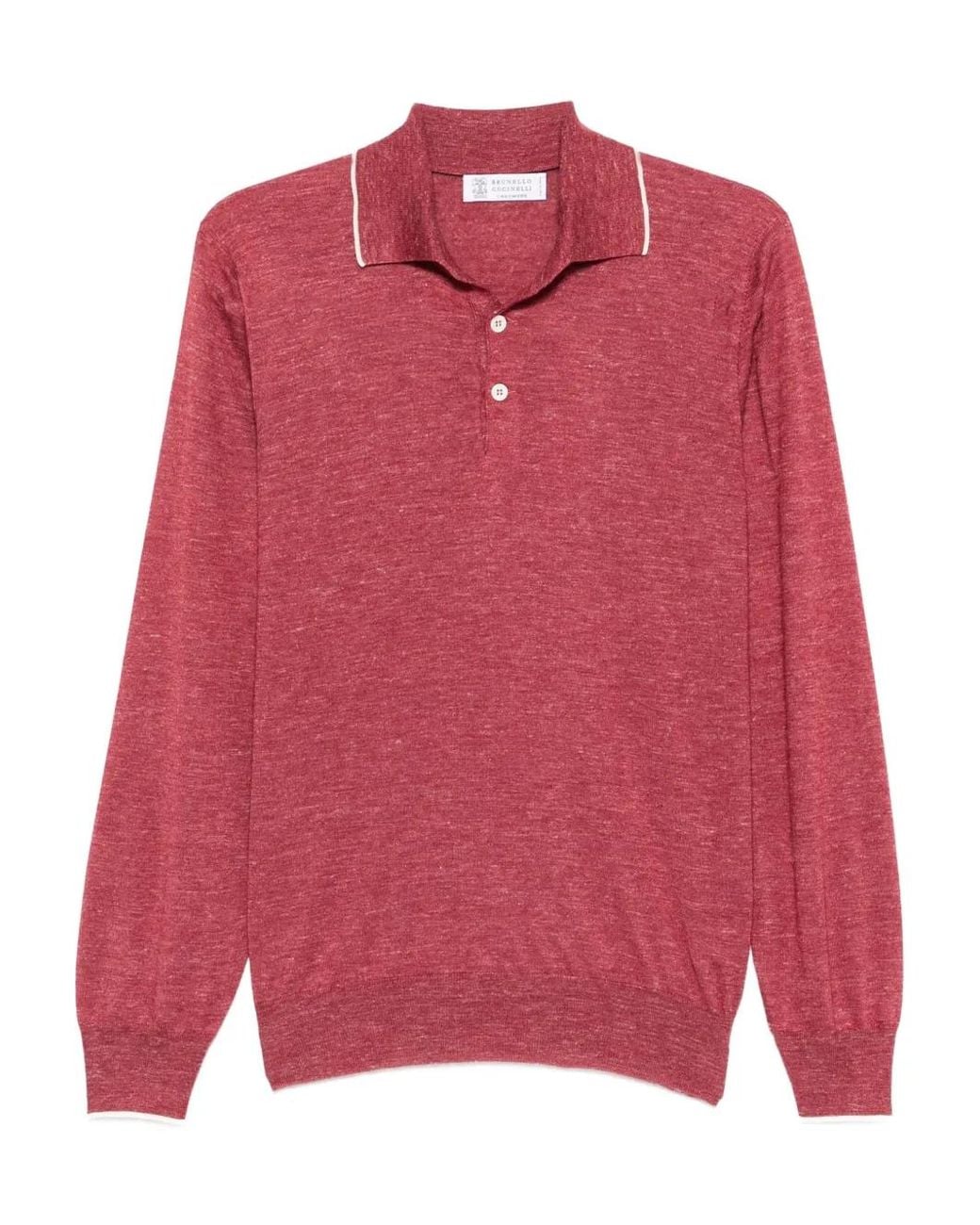 Brunello Cucinelli Pink Long Sleeve Polo for men