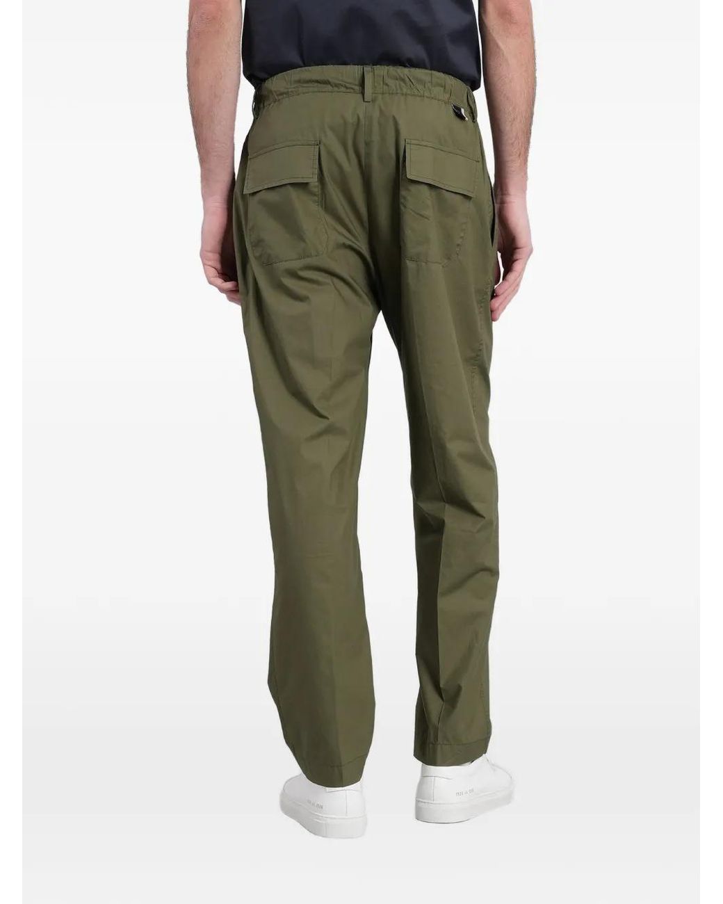 Low Brand Green Elasticated-Waistband Flap-Pocket Trousers for men