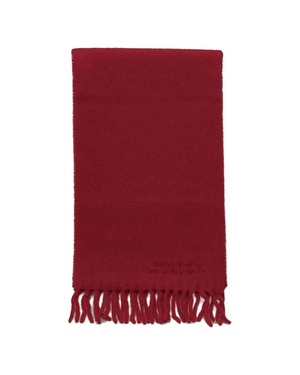 Isabel Marant Red Écharpe Firny À Logo Brodé Et Franges