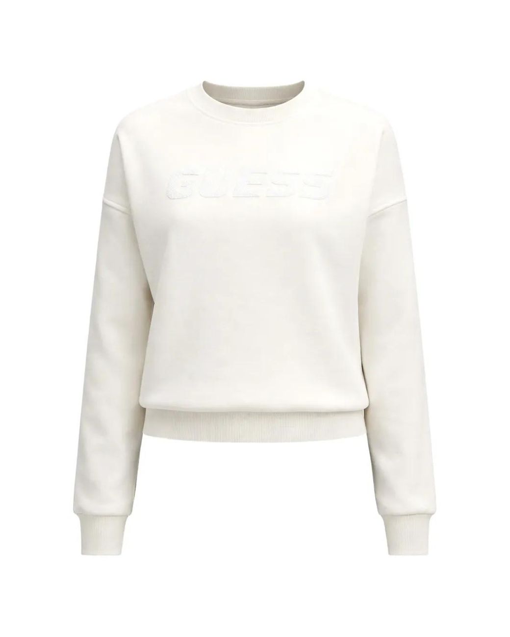 Guess White Aelia Sequin-Embellished Sweatshirt