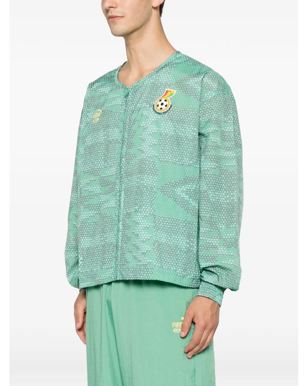 PUMA Green Veste Zippée À Motif Abstrait for men