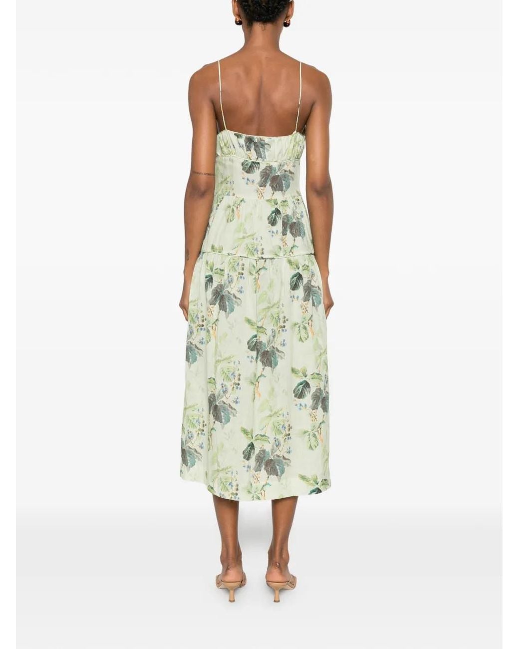 Doen Green Benoit Floral-Print Midi Dress