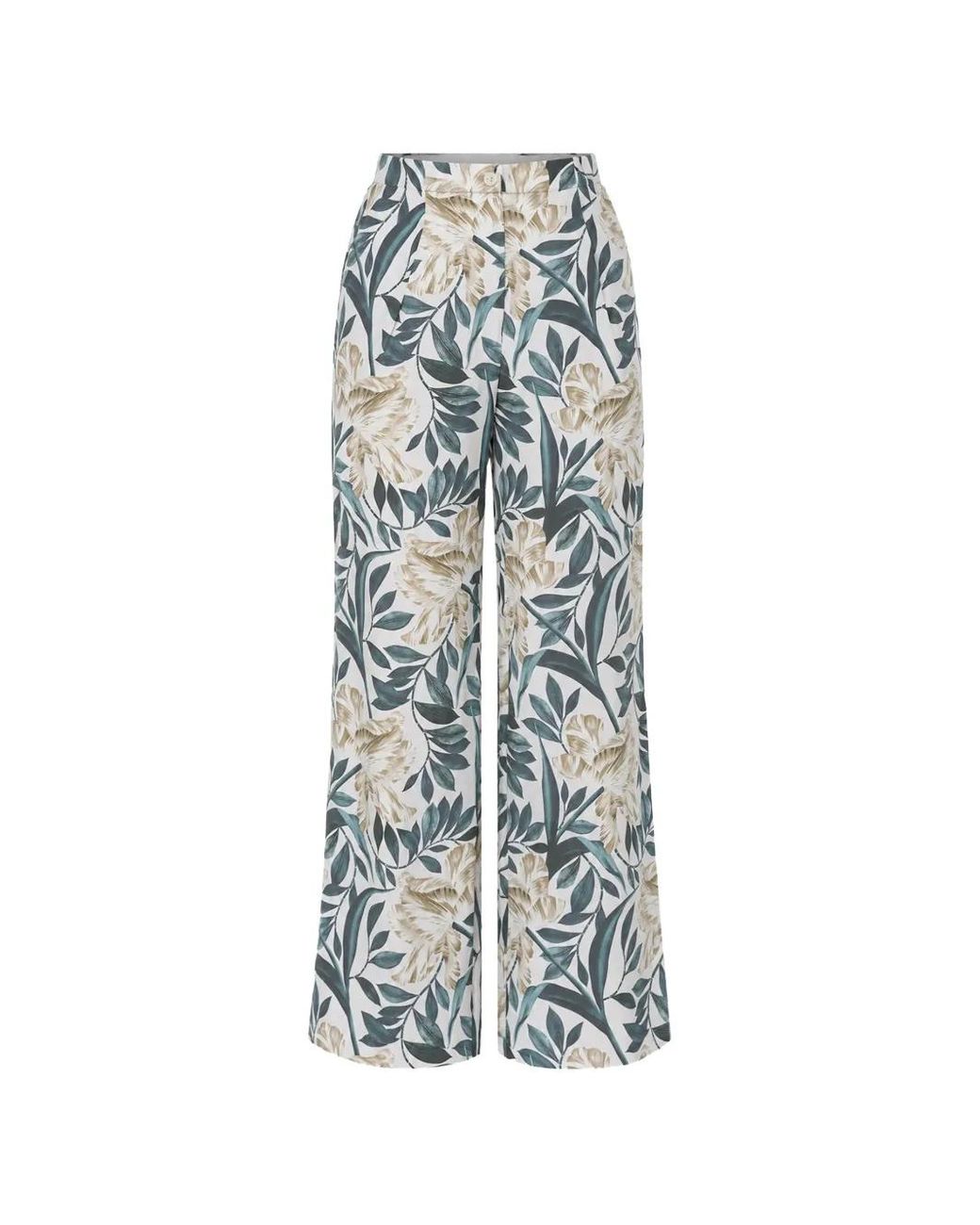 Ted Baker White Griesha Floral-Print Straight-Leg Trousers