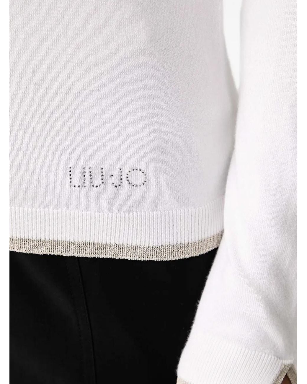 Liu Jo White Knit Sweater With V-Neck
