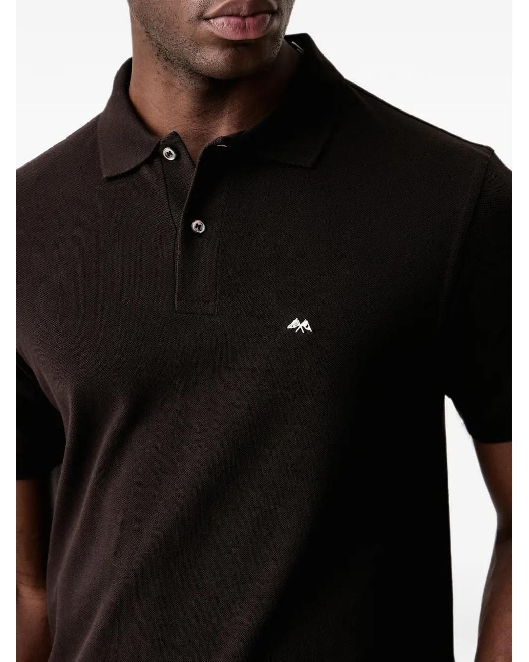 Lindbergh Black Embroidered-Logo Polo Shirt for men
