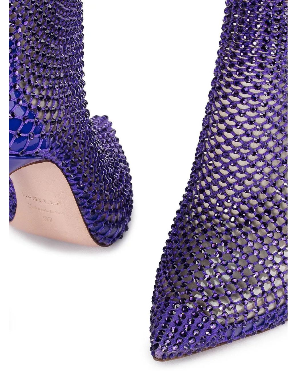 Le Silla Purple Gilda 115Mm Mesh Ankle Boots